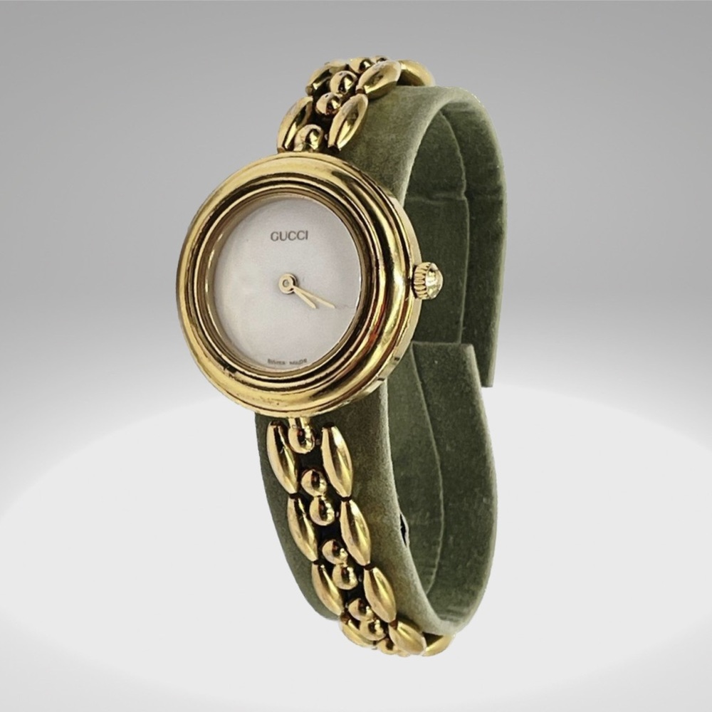 Vintage Authentic Gucci Gold plated six Colors Watch Change Bezel - Picture 3 of 14